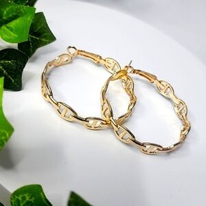 Gold Filled Mariners Link Hoop Earrings New